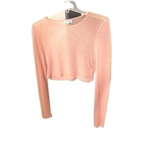 Dizzy Lizzy pink and pearl long sleeve crop top size M